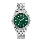 Automatisch Groen Stalen Horloge Versace , Gray , Heren
