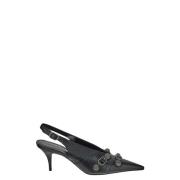 Zwarte Leren Studded Slingback Pump Balenciaga , Black , Dames