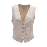 Roze Linnen en Viscose Gilet P.a.r.o.s.h. , Pink , Dames