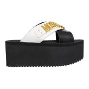 Lettering Logo Wedges Moschino , Black , Dames