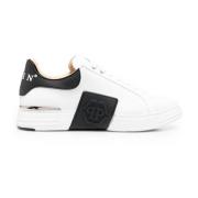 Witte leren sneakers met zwarte details Philipp Plein , White , Heren