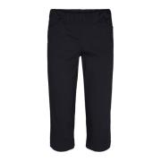 Simpele Zwarte Capri Broek met Elastische Taille LauRie , Black , Dame...