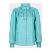 Esqualo blouse Blouse chest embroidery Sp24.14037/627 pool blue Esqual...