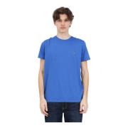 Blauw Logo Patch T-shirt Lacoste , Blue , Heren