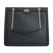 Zwarte Logo Metalen Ketting Tas Armani Exchange , Black , Dames