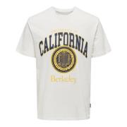 Berkeley College Liefde T-Shirt Only & Sons , Beige , Heren