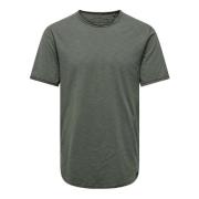 Cool en Comfortabel Longline T-Shirt Only & Sons , Green , Heren