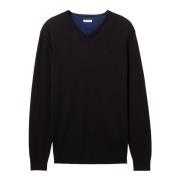 Heren V-Hals Basic Sweater Tom Tailor , Black , Heren