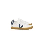 Leren Field Schoen Blauw Logo Veja , Multicolor , Heren