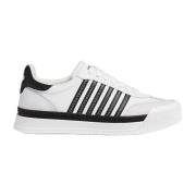 Wit Leren Contraststiksel Sneakers Dsquared2 , White , Heren