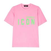 Icon Print Roze T-shirt Dsquared2 , Pink , Dames