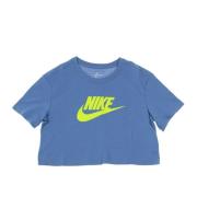 Essential Crop Icon T-Shirt Indigo Nike , Blue , Dames