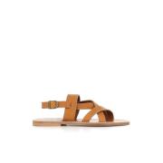 Bruin lederen kruisband sandalen K.jacques , Brown , Heren