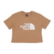Almond Butter/White Cropped Easy Tee The North Face , Brown , Dames