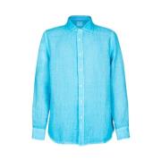 Slim Fit Linnen Overhemd 120% Lino , Blue , Heren