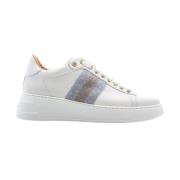 Luxe Leren Sneaker Zoe Bianca Stokton , White , Dames