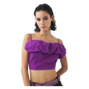 Off-shoulder cropped top Pop Antik Batik , Purple , Dames