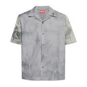 S-Trucker gestreept shirt Diesel , Gray , Heren