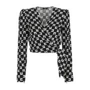 Zwarte Viscose Shirt met Monogram Elisabetta Franchi , Black , Dames