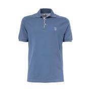 Katoenen poloshirt met korte mouwen Brunello Cucinelli , Blue , Heren