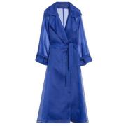 Blauwe Zijden Organza Tuxedo Jas Max Mara , Blue , Dames