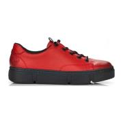 Rode leren sneakers voor vrouwen Rieker , Red , Dames