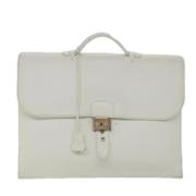 Pre-owned Leather briefcases Hermès Vintage , White , Dames