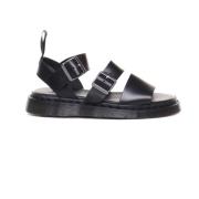 Zwarte leren platte sandalen voor heren Dr. Martens , Black , Heren