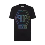 Hexagon Logo Rhinestone T-Shirt Philipp Plein , Black , Heren