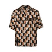 Zijden overhemd met slangenprint Amiri , Brown , Heren