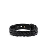 Zwart Leren Gevlochten Sieraden Tom Ford , Black , Heren