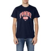 Wit Trendy Print T-Shirt Tommy Jeans , Blue , Heren