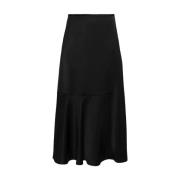 Zwarte zijden blend hoge taille A-lijn rok Jil Sander , Black , Dames