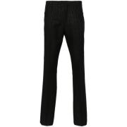 Zwarte Gestreepte Broek met Tapered Leg Tom Ford , Black , Heren