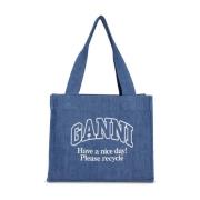 Large Easy Shopper Denim Ganni , Blue , Dames