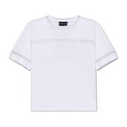T-shirt met kanten inzetstukken Emporio Armani , White , Dames