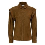 Suède Overhemd met Gevlochten Detail MVP wardrobe , Brown , Dames