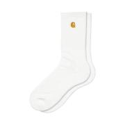 Witte Chase Socks met Gouden Logo Carhartt Wip , White , Heren
