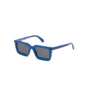 Blauwe Zonnebril met Originele Hoes Off White , Blue , Unisex