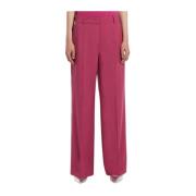 Fuchsia Wijde Pijp Wollen Broek Max Mara Weekend , Pink , Dames