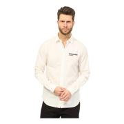 Casual Logo Wit Overhemd Armani Exchange , White , Heren