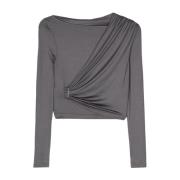 Jersey Lange Mouw Gedrapeerd Top Remain Birger Christensen , Gray , Da...