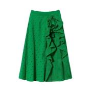 Lange rok met ruches Twinset , Green , Dames