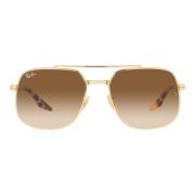 RB 3699 Sunglasses, Gold Frame, Light Brown Lenses Ray-Ban , Brown , H...