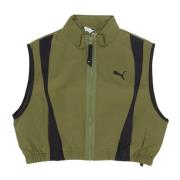 Olijfgroene Geweven Vest Streetwear Puma , Green , Dames