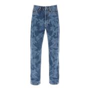Denim Jeans met Palmity Motief en Laserprint Palm Angels , Blue , Here...