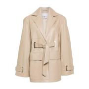 Leren Biker Jas Remain Birger Christensen , Beige , Dames