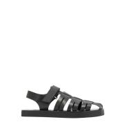Flat Sandals Ancient Greek Sandals , Black , Heren