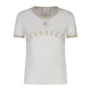 Contrast Bedrukt T-Shirt Courrèges , White , Dames