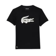 Zwarte Croco Lettering Tee Lacoste , Black , Heren